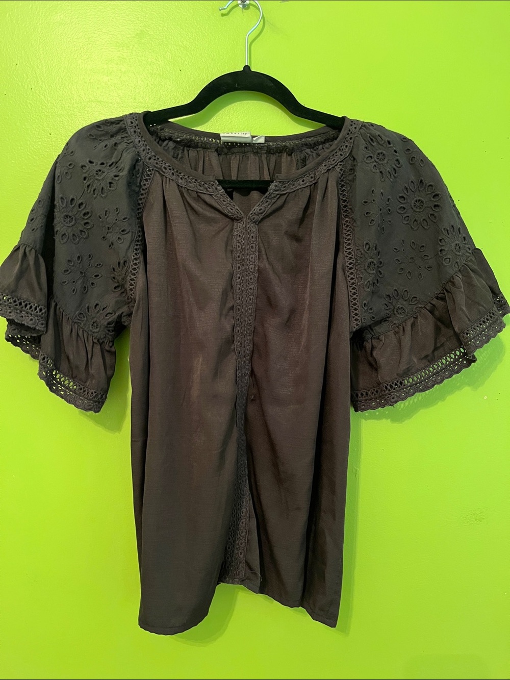 Emberley Peasant Blouse With Eyelet Sleeves